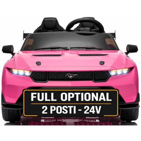 Ford Mustang GT 24V Auto Elettrica per Bambini 2 Posti con Telecomando Due Cinture a 3 Punti Luci LED Full Optional