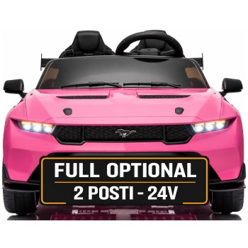 Ford Mustang GT 24V Auto Elettrica per Bambini 2 Posti con Telecomando Due Cinture a 3 Punti Luci LED Full Optional