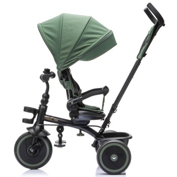 Triciclo per Bambini Evolutivo da 12 mesi a 5 anni Reclinabile 4 in 1 fino a 25 kg Sedile Girevole con Ruote in Gomma Eva
