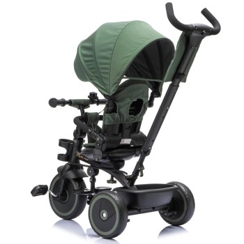 Triciclo per Bambini Evolutivo da 12 mesi a 5 anni Reclinabile 4 in 1 fino a 25 kg Sedile Girevole con Ruote in Gomma Eva