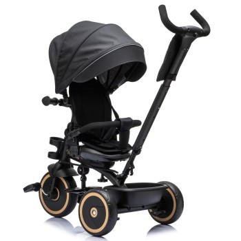 Triciclo per Bambini Evolutivo da 12 mesi a 5 anni Reclinabile 4 in 1 fino a 25 kg Sedile Girevole con Ruote in Gomma Eva