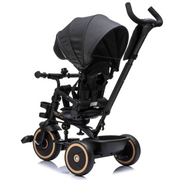 Triciclo per Bambini Evolutivo da 12 mesi a 5 anni Reclinabile 4 in 1 fino a 25 kg Sedile Girevole con Ruote in Gomma Eva