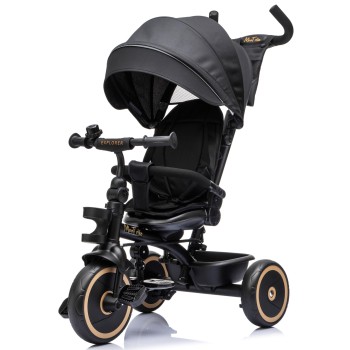 Triciclo per Bambini Evolutivo da 12 mesi a 5 anni Reclinabile 4 in 1 fino a 25 kg Sedile Girevole con Ruote in Gomma Eva