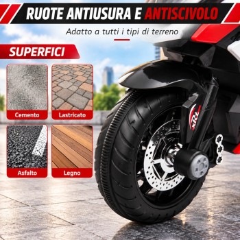 Moto Elettrica per Bambini 6V Trimoto Champ con 3 Ruote Fari LED Luci e Suoni Motocicletta Elettrica per Bambini