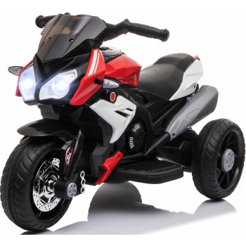 Moto Elettrica per Bambini 6V Trimoto Champ con 3 Ruote Fari LED Luci e Suoni Motocicletta Elettrica per Bambini