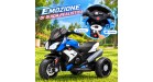 Moto Elettrica per Bambini 6V Trimoto Champ con 3 Ruote Fari LED Luci e Suoni Motocicletta Elettrica per Bambini