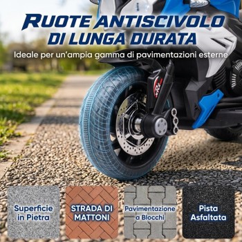 Moto Elettrica per Bambini 6V Trimoto Champ con 3 Ruote Fari LED Luci e Suoni Motocicletta Elettrica per Bambini