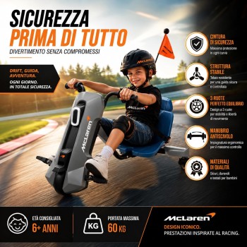 Macchina Drift Car Elettrico McLaren 24V Moto per Bambini Go Kart con Drift 360° Bluetooth