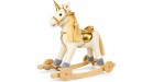 Cavallo a Dondolo per Bambini Cavalcabile in Legno e Peluche con Rotelle Suoni e Movimenti Realistici