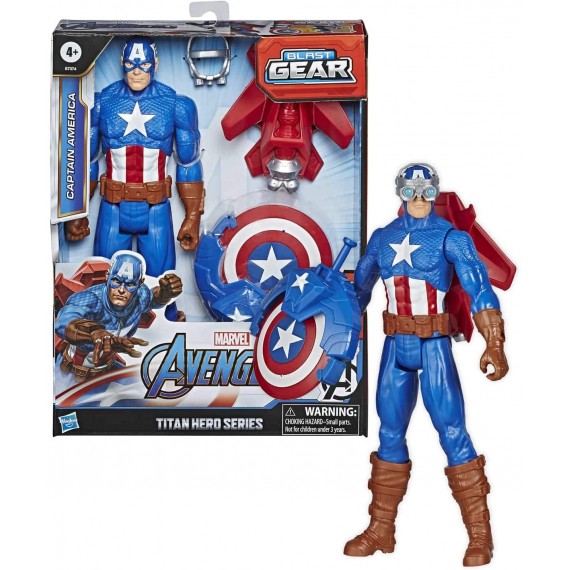 Captain America Action Figure 30cm con Blaster Titan Hero Blast Gear E7374 Captain America Action Figure 30cm con Blaster Titan Hero Blast Gear E7374