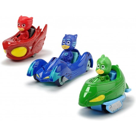 Majorette Mask PJ Masks Set 3 Veicoli con Personaggio, 7 cm, 203143000