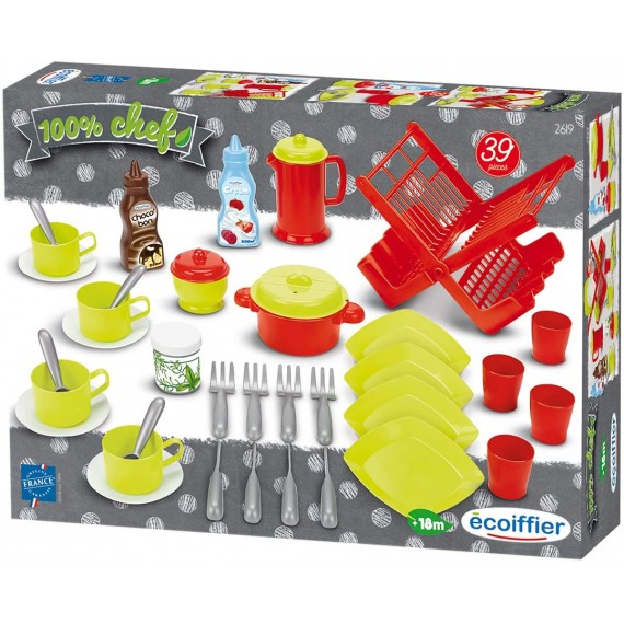 Smoby- Set Cucina thè, caffè con Accessori 39 pz, Multicolore, 7600002619 Smoby- Set Cucina thè, caffè con Accessori 39 pz, Multicolore, 7600002619