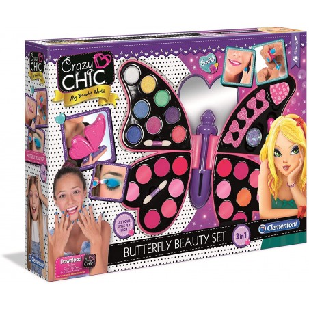 Clementoni- Crazy Chic - Butterfly Beauty Set, 3 in 1 15994