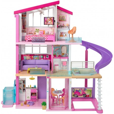 Barbie- Casa dei Sogni per Bambole con Ascensore per Disabili, 3 Piani, Piscina, Scivolo e 70 Accessori, GNH53